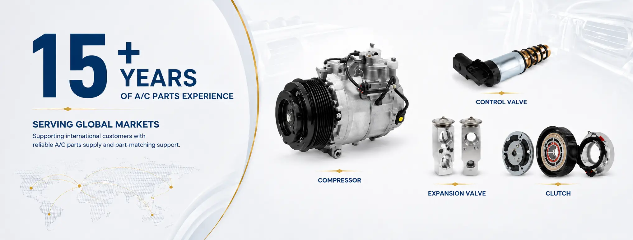 C-Loong auto AC compressors, control valves, expansion valves and clutches for global markets