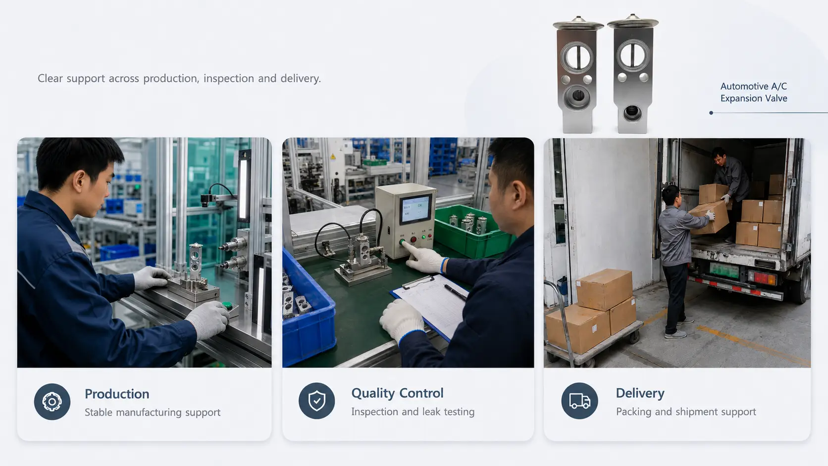 AC Compressor Control Valve production, quality inspection, and shipment.