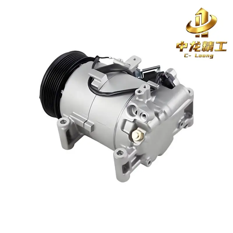 Rear view of the CL-61006 Honda Civic AC compressor, showing the rear housing, refrigerant port and mounting ears