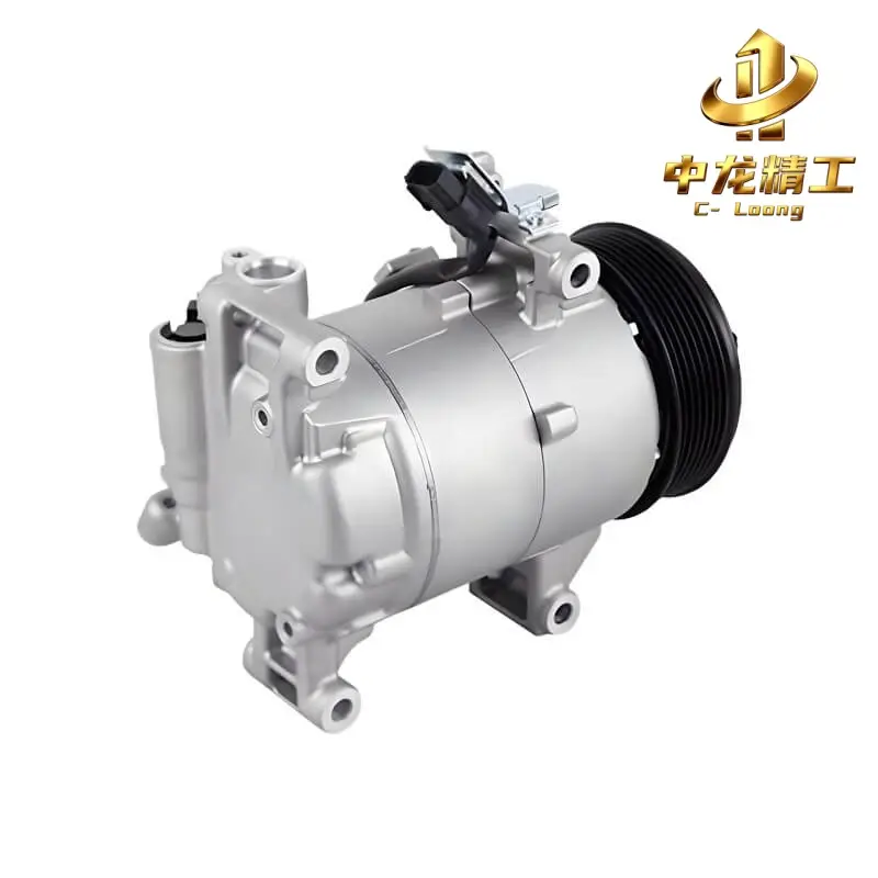 Side view of the CL-61006 AC compressor, showing the top-mounted connector and mounting points