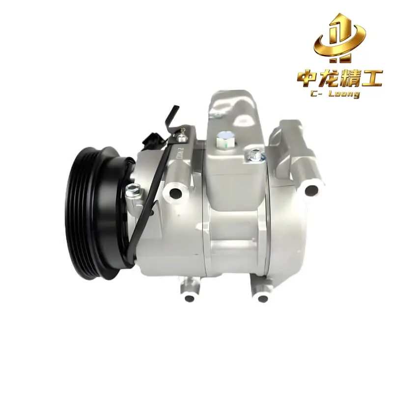 Side view of CL-603903 compressor with PV4 clutch pulley and mounting ears