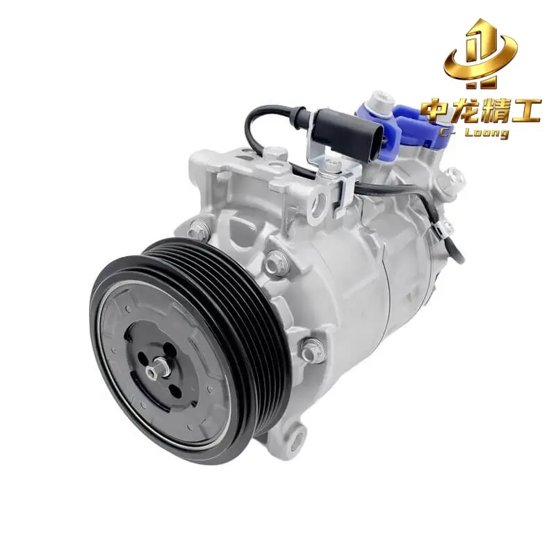 CL-40102 8E0260805BJ auto AC compressor, front view of clutch plate and 6-groove 100 mm pulley