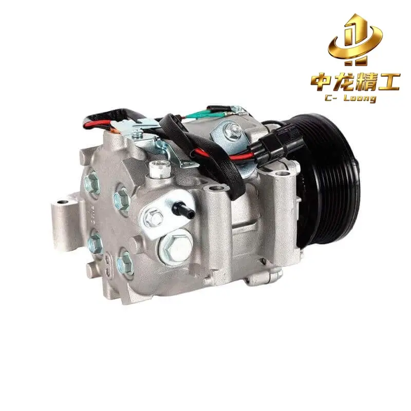 CL-608362 38810-RNA-A01 Honda Civic air conditioner compressor, rear view of ports and wiring