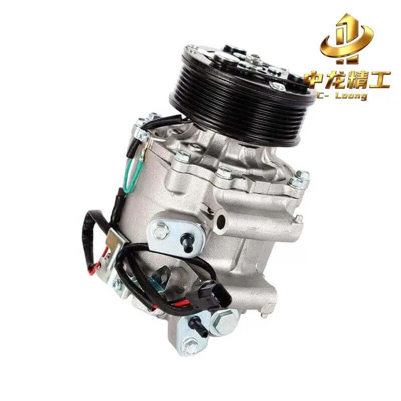 CL-608362 Honda Civic AC compressor for 2006–2011 1.8L models, angled view of 7PK pulley and wiring